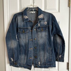 SAY WHAT? Distressed Denim Jacket - Size M